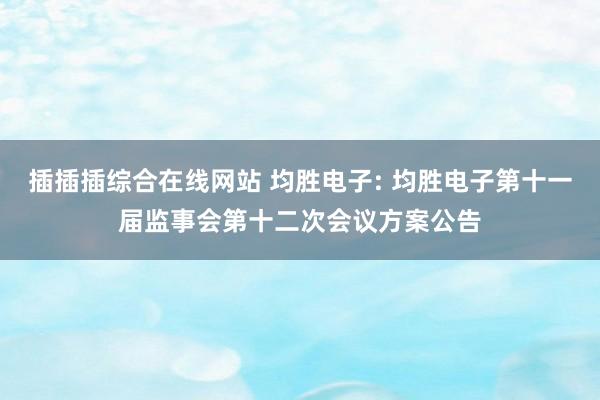 插插插综合在线网站 均胜电子: 均胜电子第十一届监事会第十二次会议方案公告